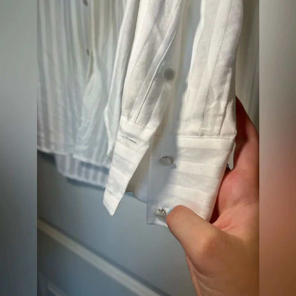 Intermix Gretchen Striped Button-Down Shirt - Picture 8 of 9